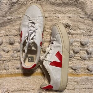Veja White and Red Casual Sneakers